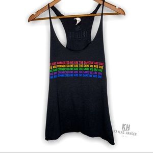 Freebird Yoga Stringer Style Racer Back Black Tank Top Equality Rainbow Size M
